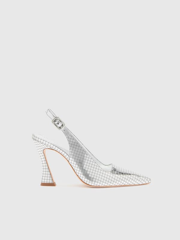 Nour Heeled Slingback - Silver Metallic Disco